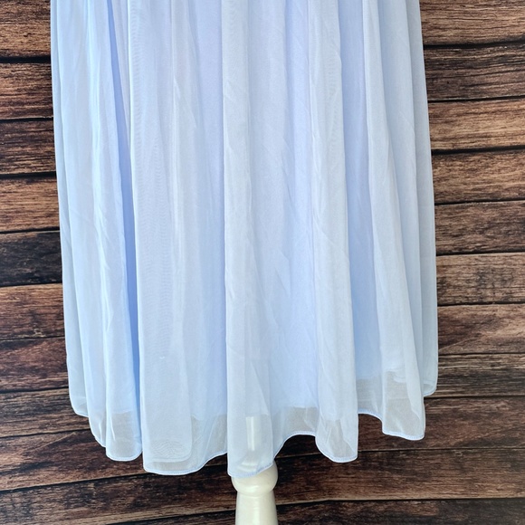 David's Bridal Light Blue Periwinkle Lace Dress - Picture 7 of 8